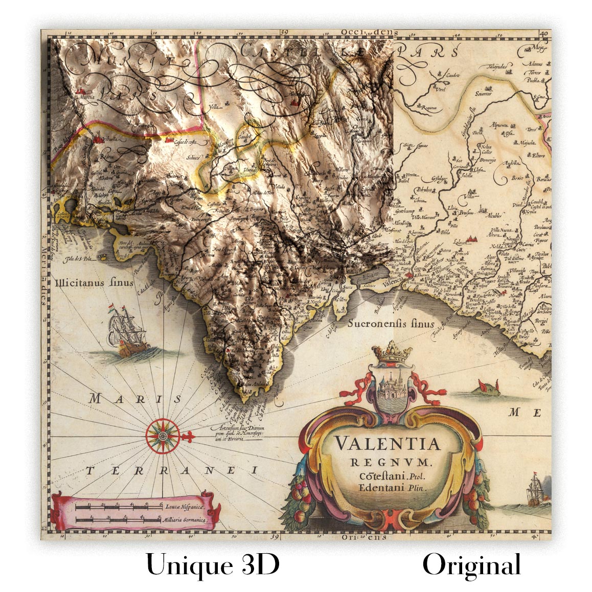 Image showing the difference between an Original map and a map that has undergone the Unique 3D transformation